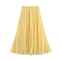Harajuku Pleated Elastic Waist Long Skirt for Women - Sunflower, Pink - Image 5