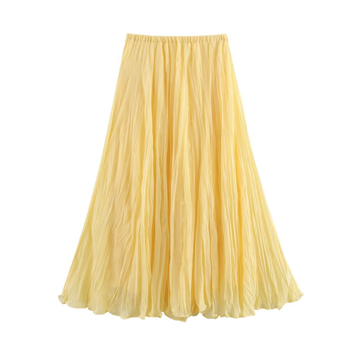 Harajuku Pleated Elastic Waist Long Skirt for Women - Sunflower, Pink - Image 5