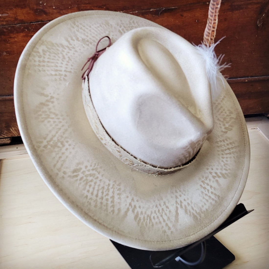 Hand-Painted Gold Python Print Boho Western Cowgirl Hat - Image 5