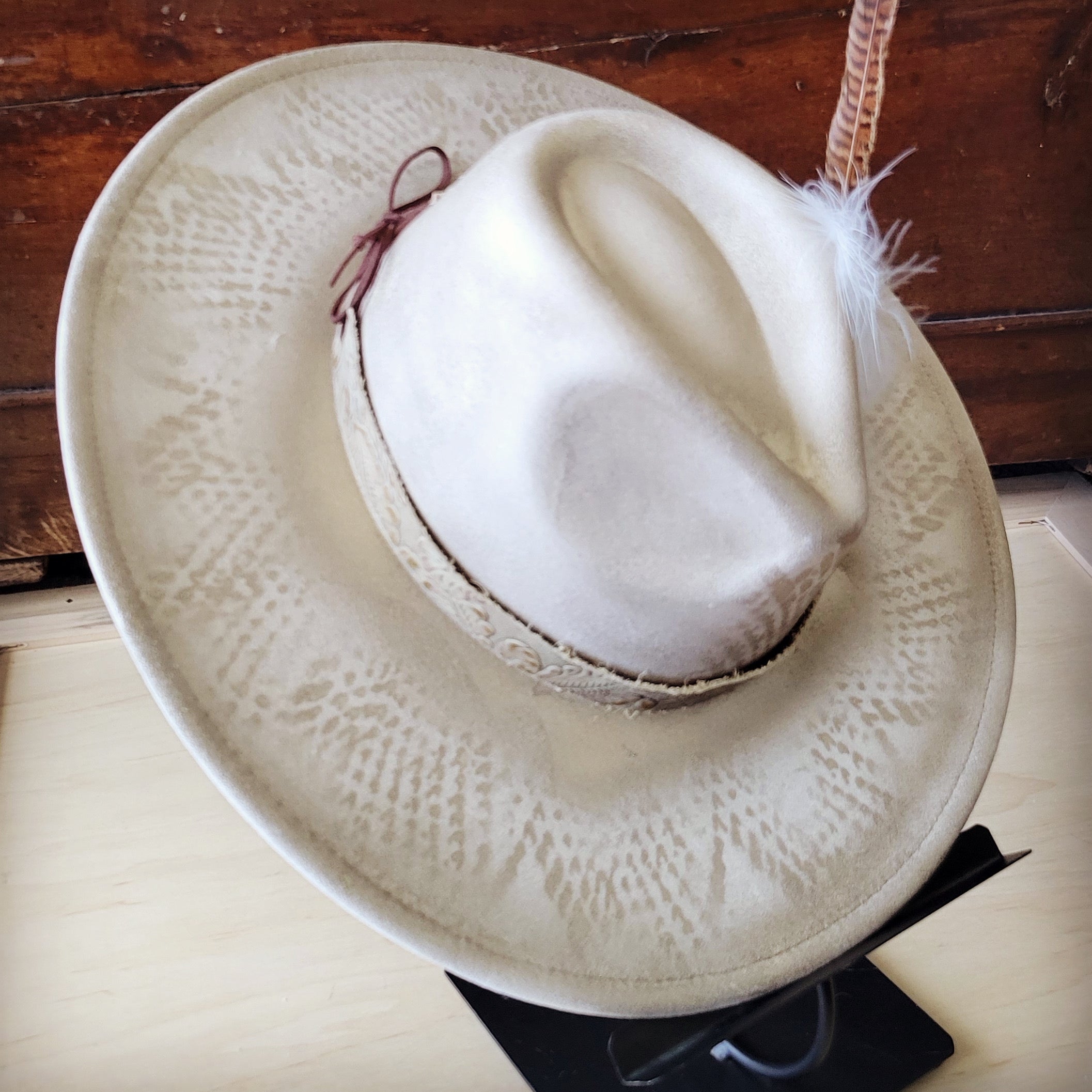Hand-Painted Gold Python Print Boho Western Cowgirl Hat - Image 5
