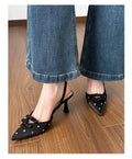 Women's Bowknot Rhinestone Slingback Stiletto Heels