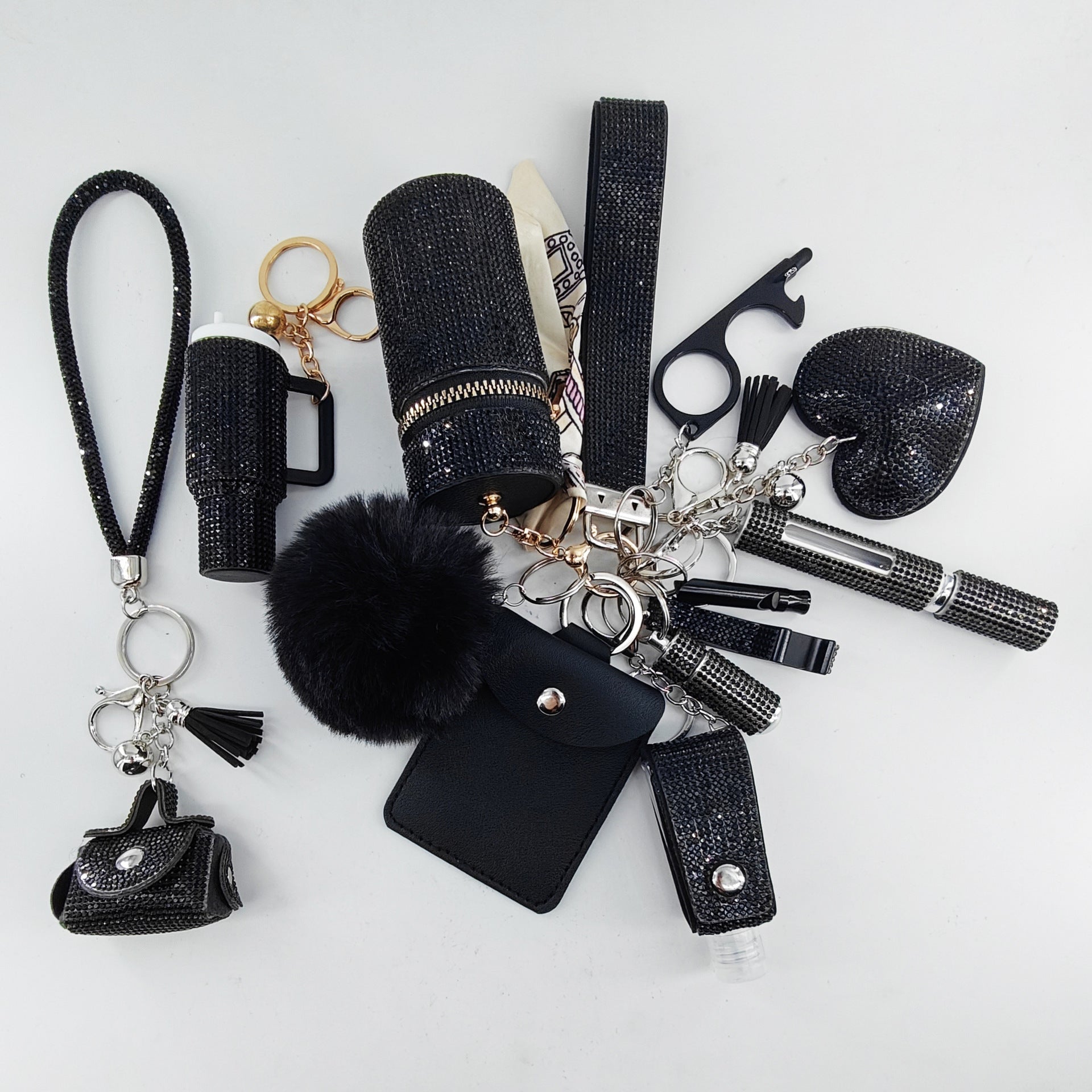 13-Piece Diamond Inlay Mini Lipstick Keychain Set Bag Charms