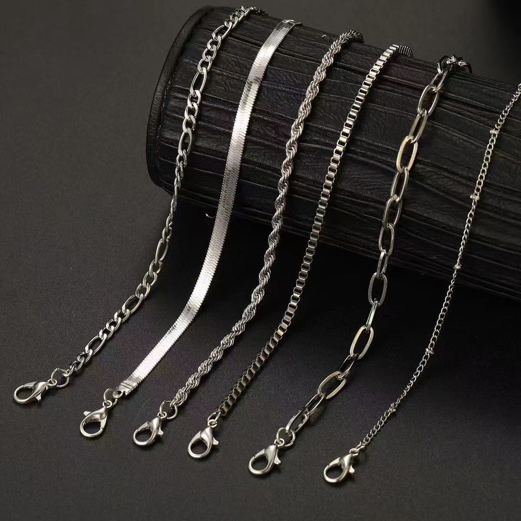 Multi-Layer Figaro Chain Bracelet Minimalist Gold and Silver Set