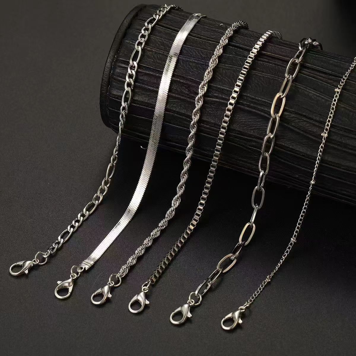 Multi-Layer Figaro Chain Bracelet Minimalist Gold and Silver Set