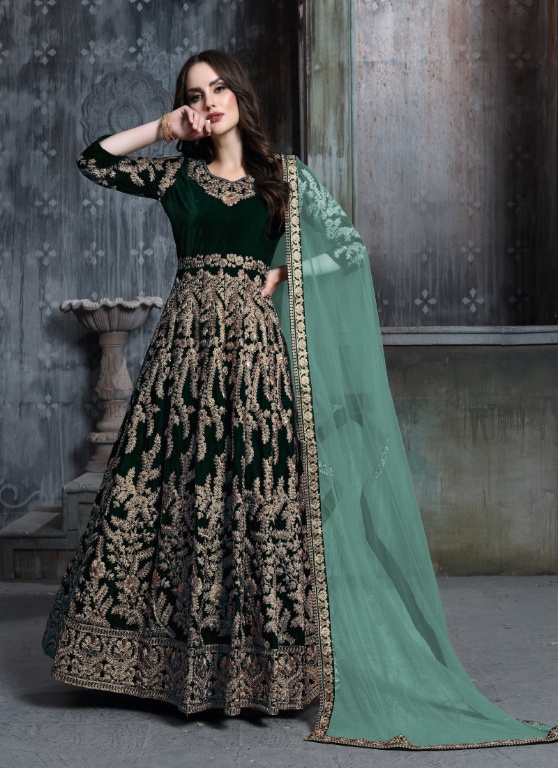 Wine Velvet Embroidered Patiala Suit Set for Festive Occasions