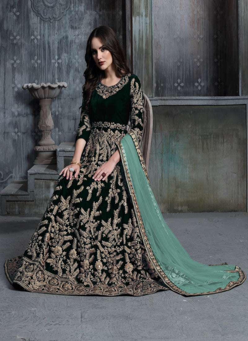 Wine velvet embroidered Patiala suit with intricate festive detailing