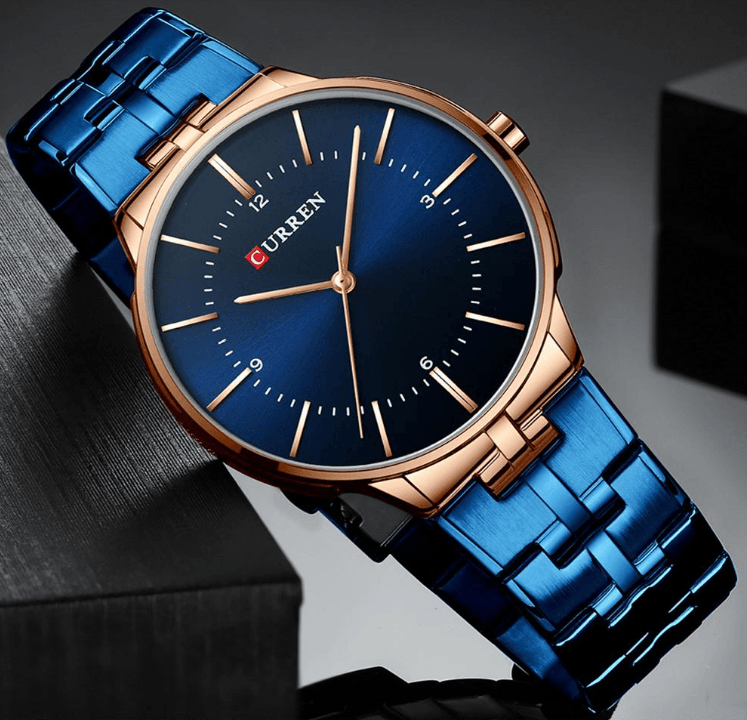 Men's Slim Waterproof Watch with Shining Link Bracelet