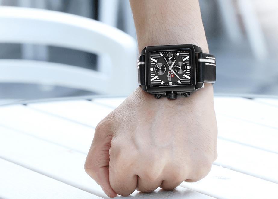 Men's Retro Waterproof Chronograph Watch with Genuine Leather Strap