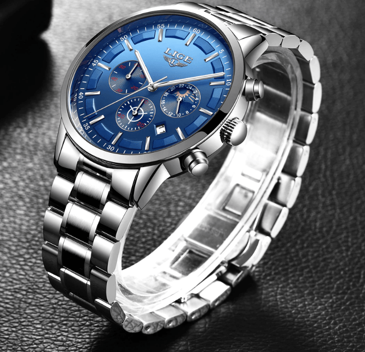 Men's Waterproof Chronograph Watch with Date Display & Luxury Dial