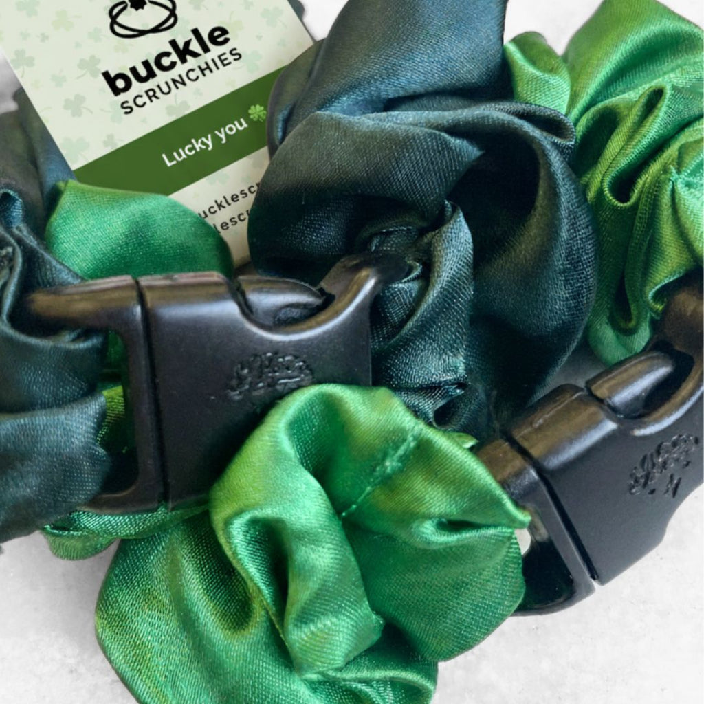 Green Duo 2-Pack St. Patrick's Day Buckle Scrunchies