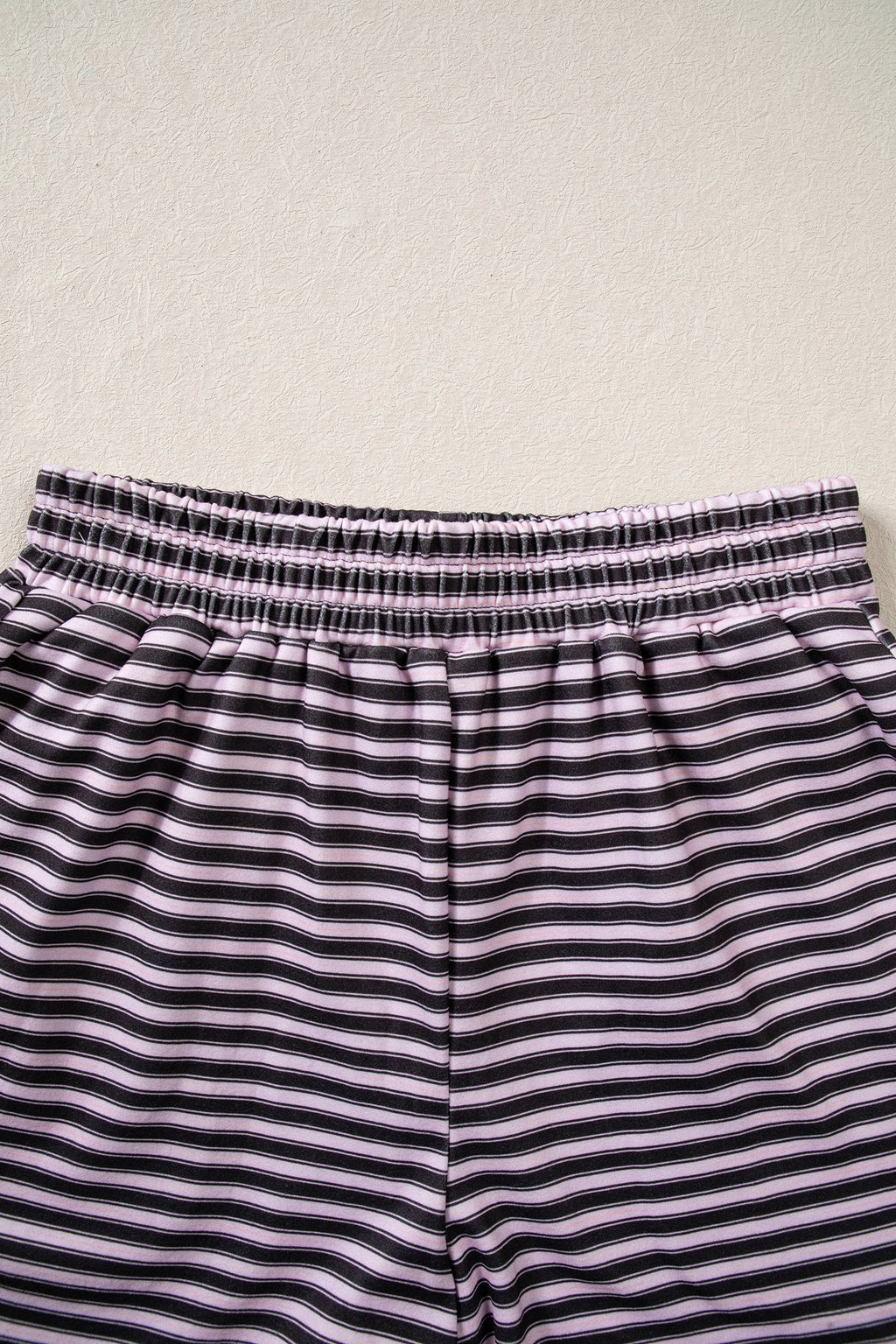 Stripe Oversized Long Sleeve Top & Pocketed Shorts Set