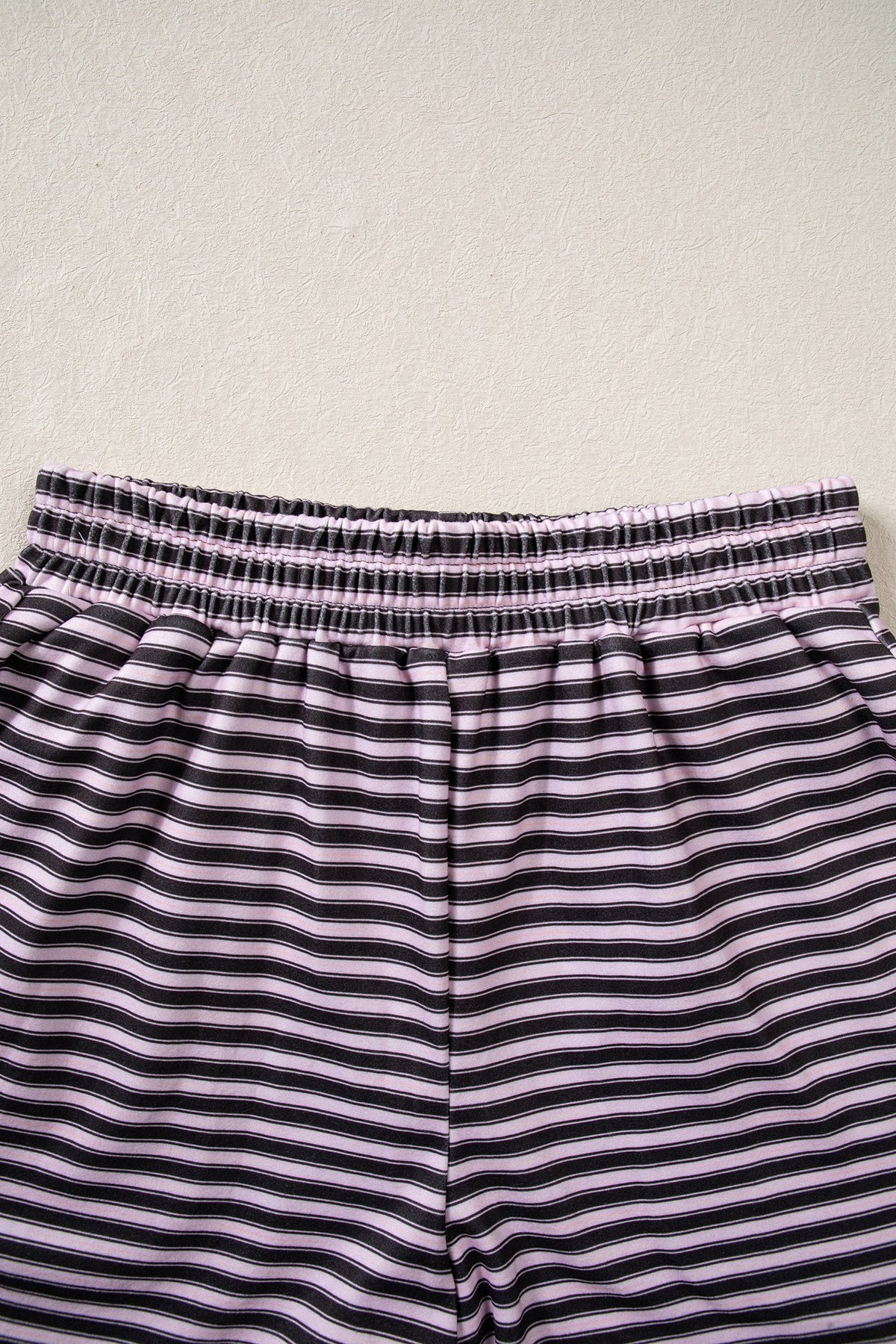 Stripe Oversized Long Sleeve Top & Pocketed Shorts Set