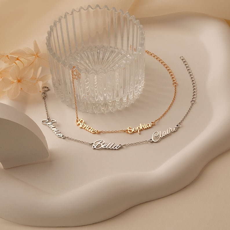 Customized Name Bracelet: Personalized Minimalist Script Jewelry