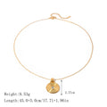 18K gold round with texture design simple and elegant necklace earrings ring set