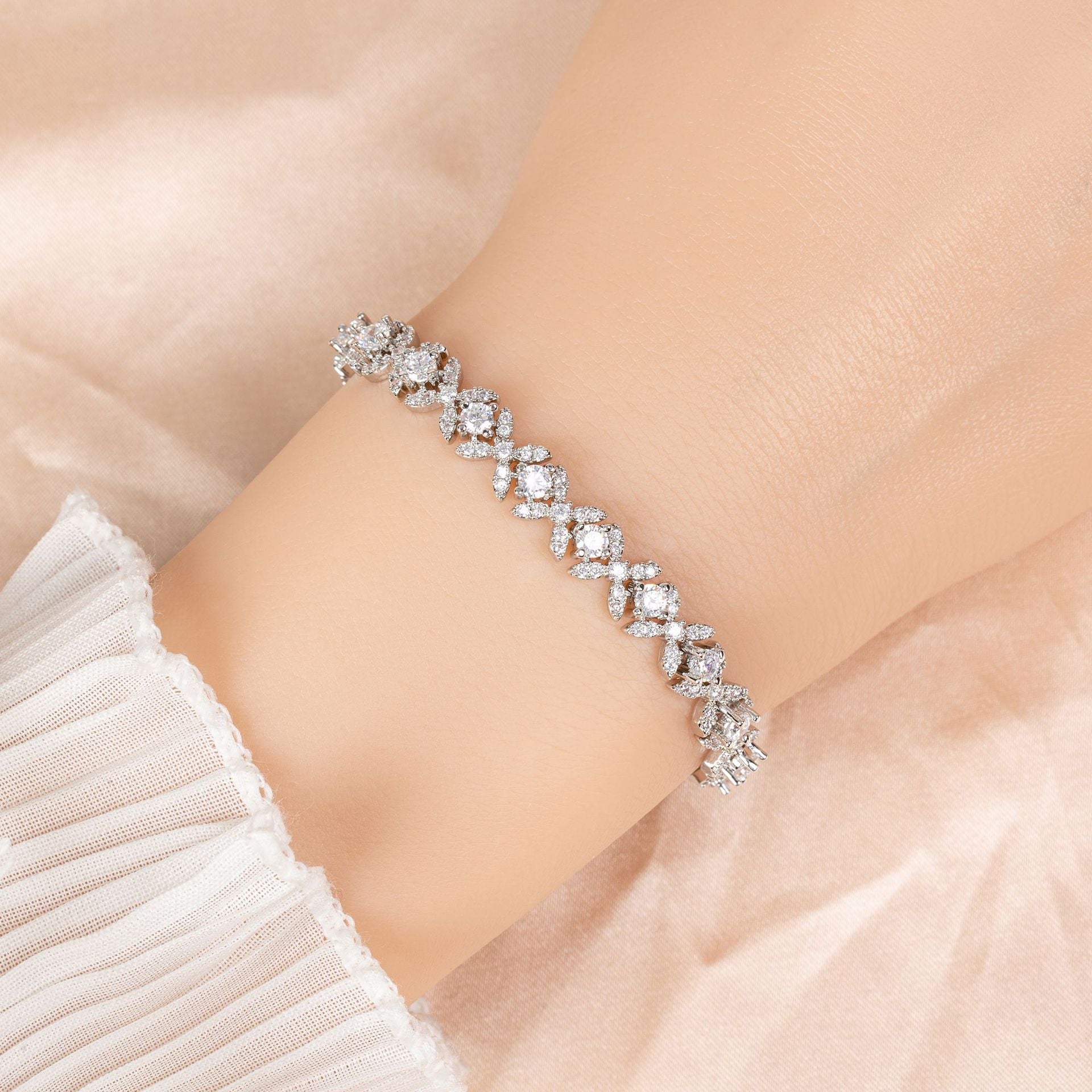 Cross-border New Light Luxury Geometric Colorful Gemstone Bracelet With Full Zircon Stones