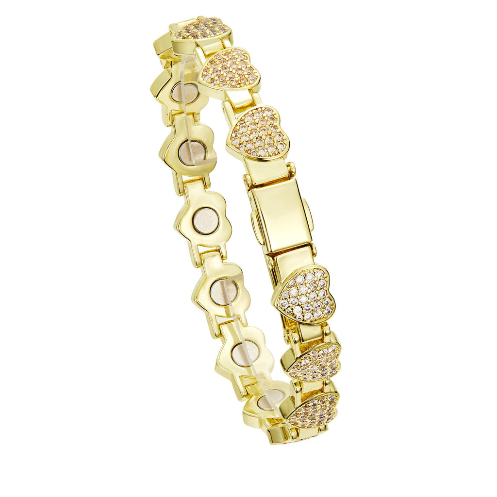 Fashionable Heart-shaped Brass-plated 14K Gold Bracelet
