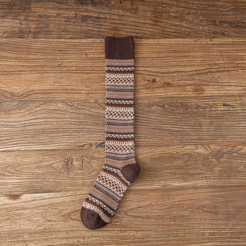 Women's Harajuku Ethnic Striped Cotton Knit Knee Socks - Image 7