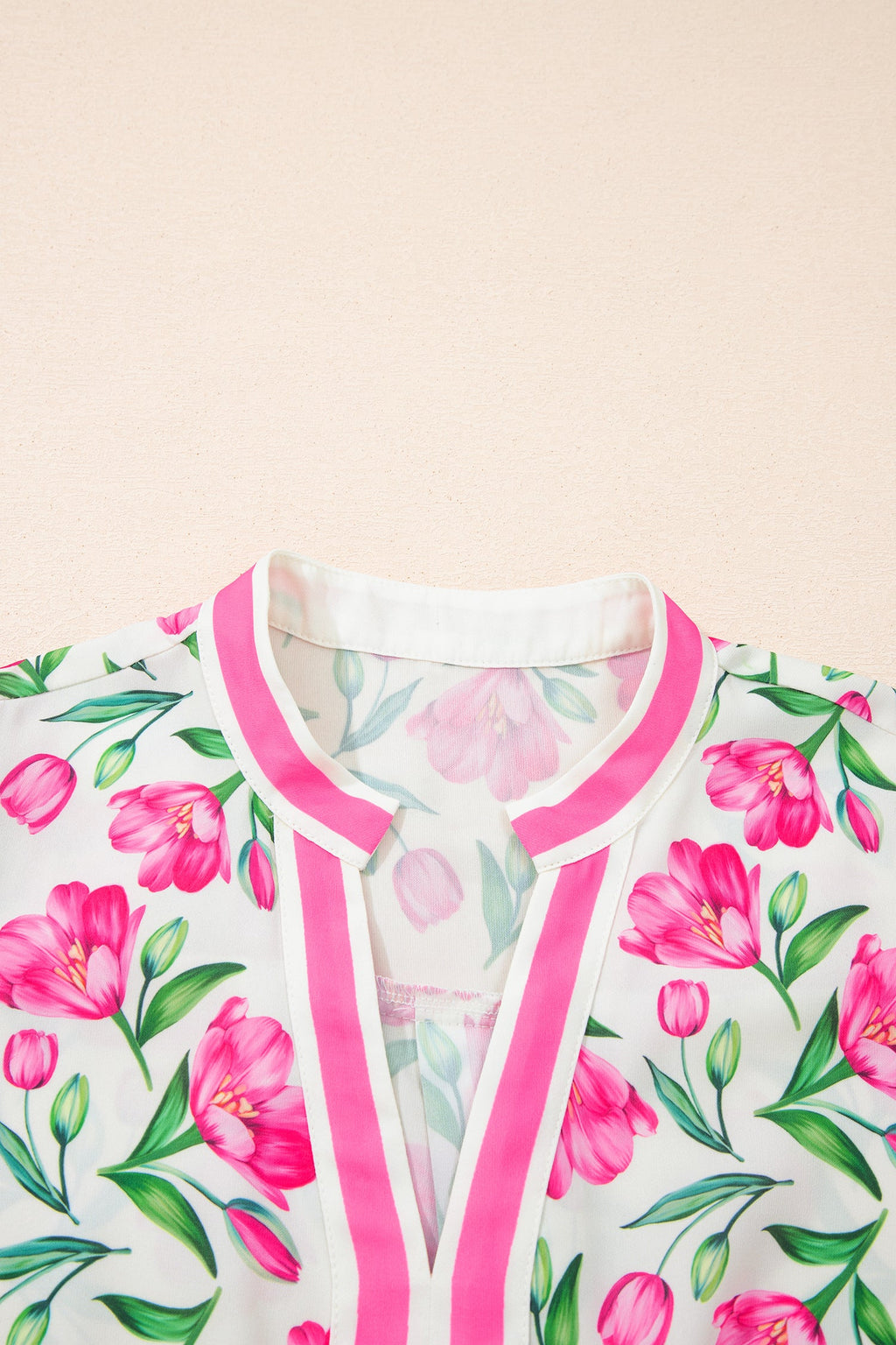 Aliya Floral Print Short Dress with Block Trim