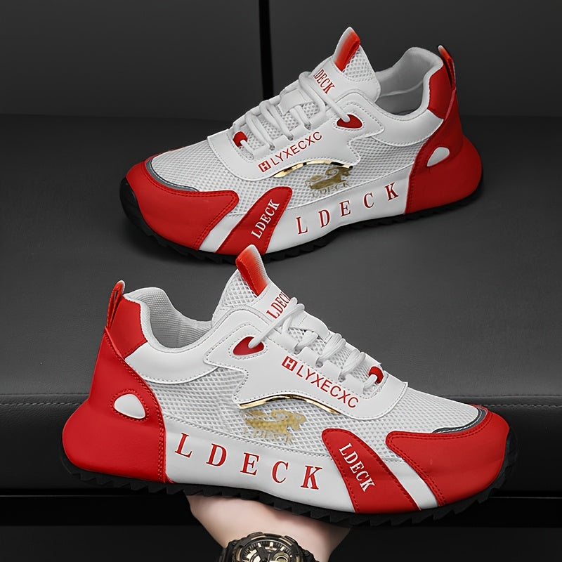 Golden Accent Mesh Sneakers Breathable Light Customizable