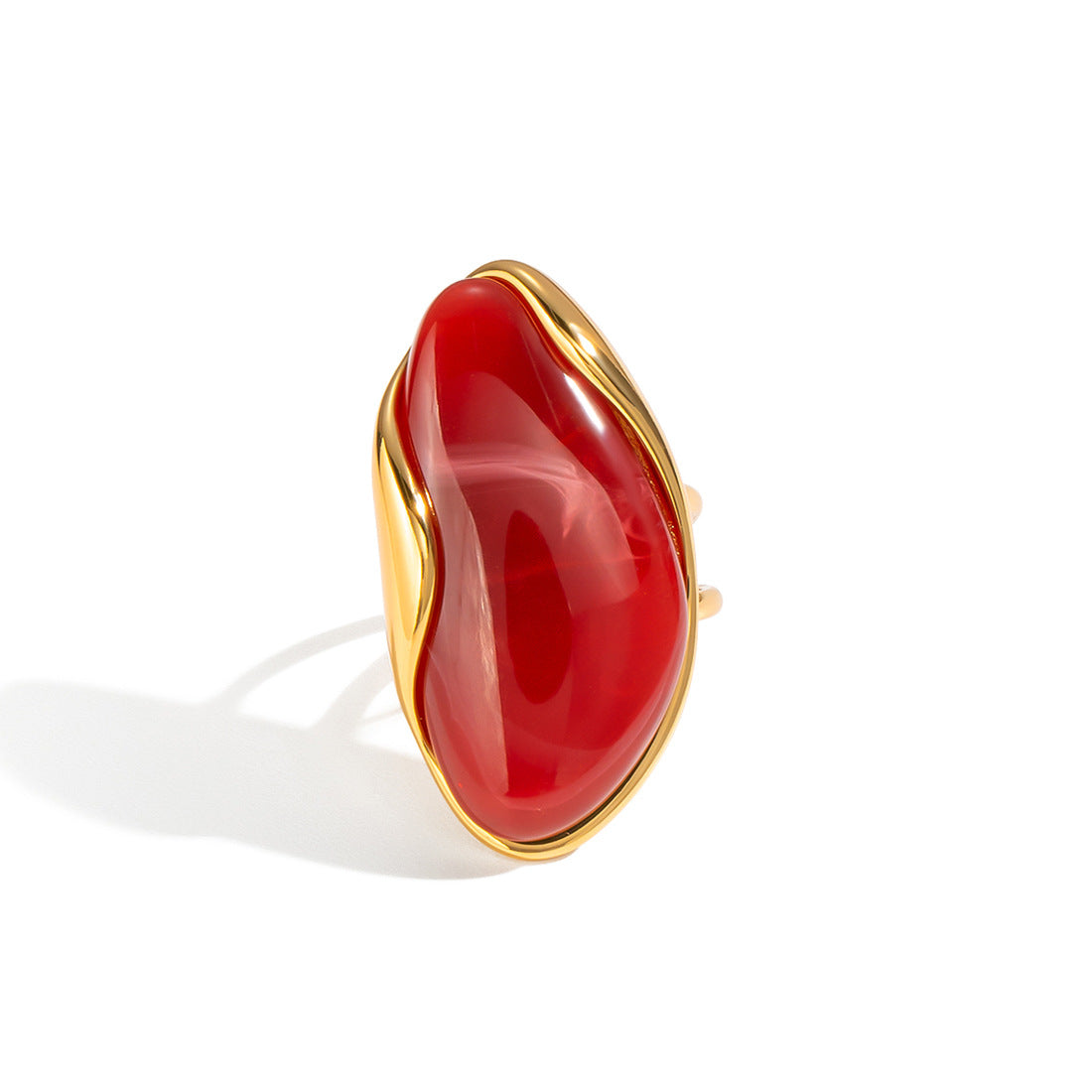Womens Stainless Steel Resin Open-End Ring