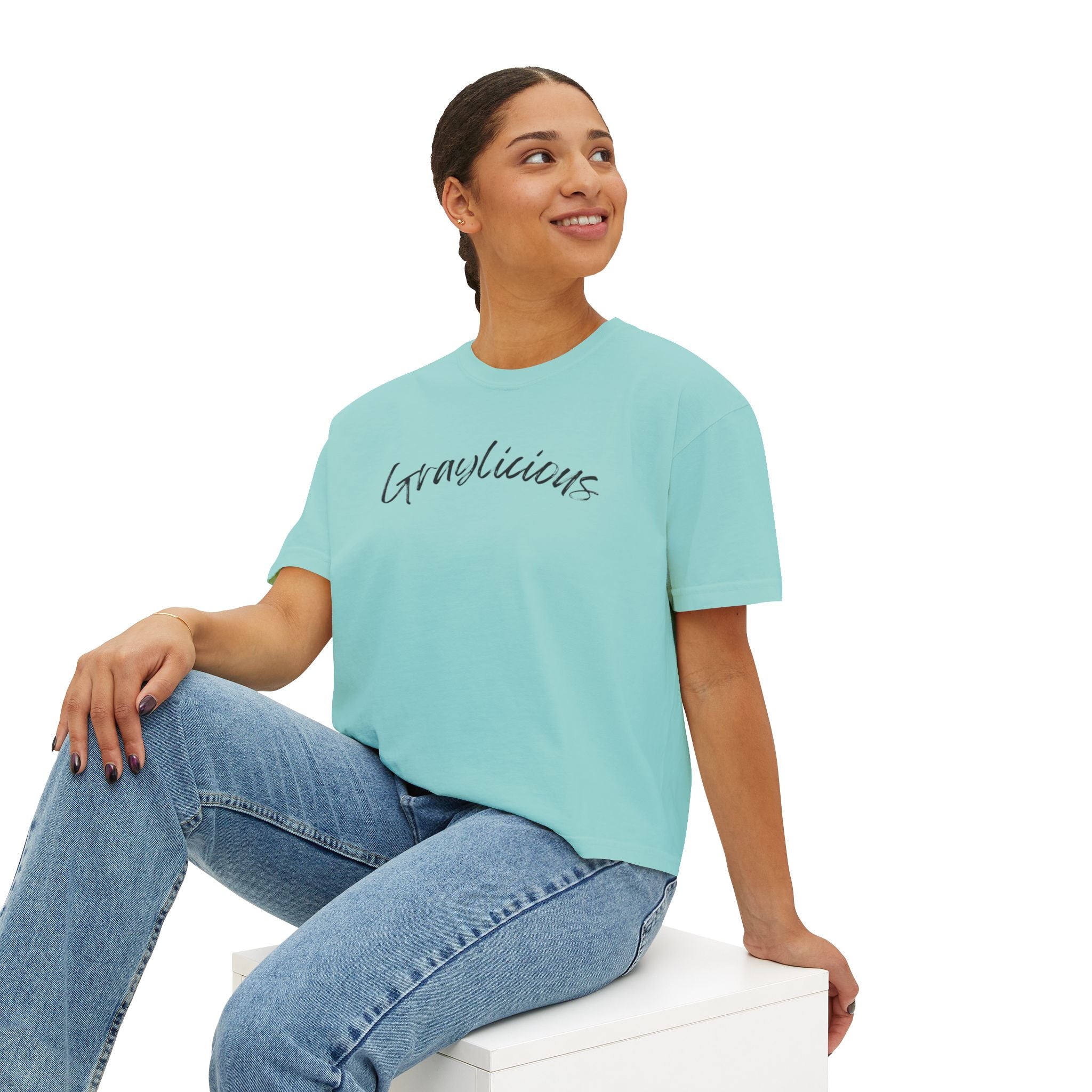 Women's Boxy Cotton Oversized Crewneck Short Sleeve Tee
