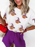 Sequin Pumpkin Witch Halloween Tee