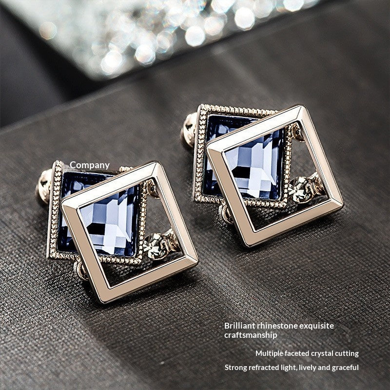 Luxury quadrilateral geometric stud earrings with 8K gold plated finish