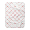 Three Bees Trellis Bow Cozy Sherpa Fleece Blanket - Red