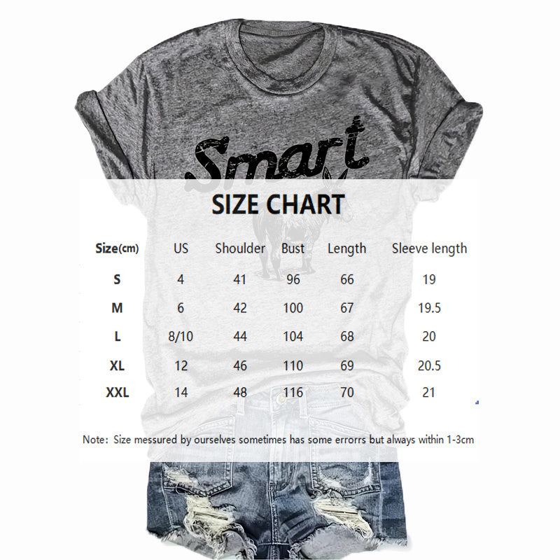 Women's Round Neck Short Sleeve T-Shirt Grey Donkey Graphic Tee - Image 4
