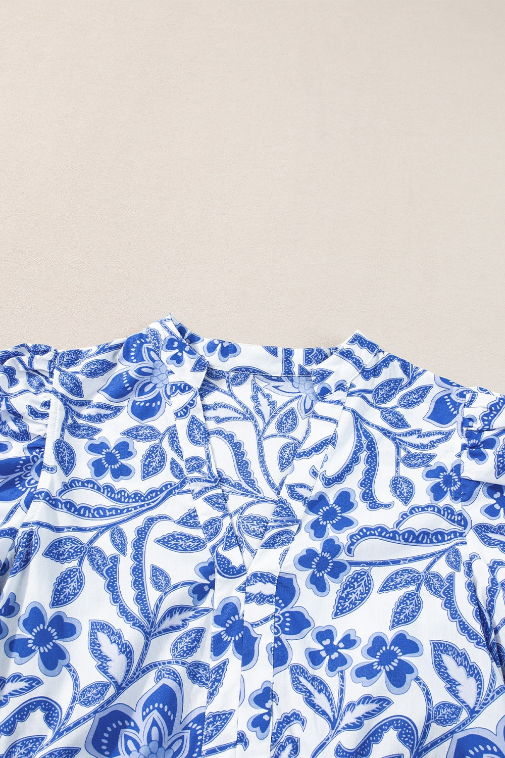 Royal Blue Printed Puff Sleeve Statement Mini Dress