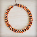 Triple Strand Layered Boho Orange Regalite Necklace 264n