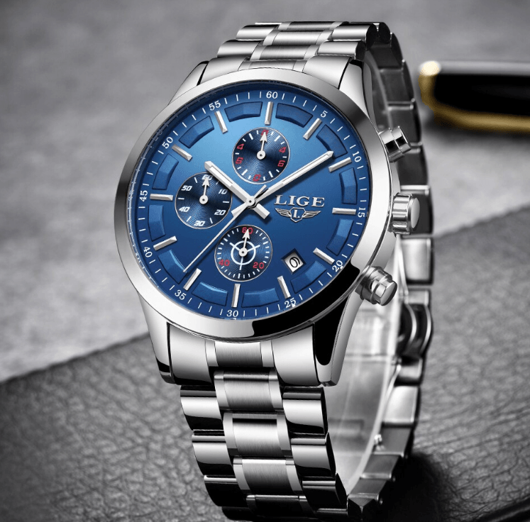 Men's Waterproof Chronograph Watch with Date Display & Luxury Dial