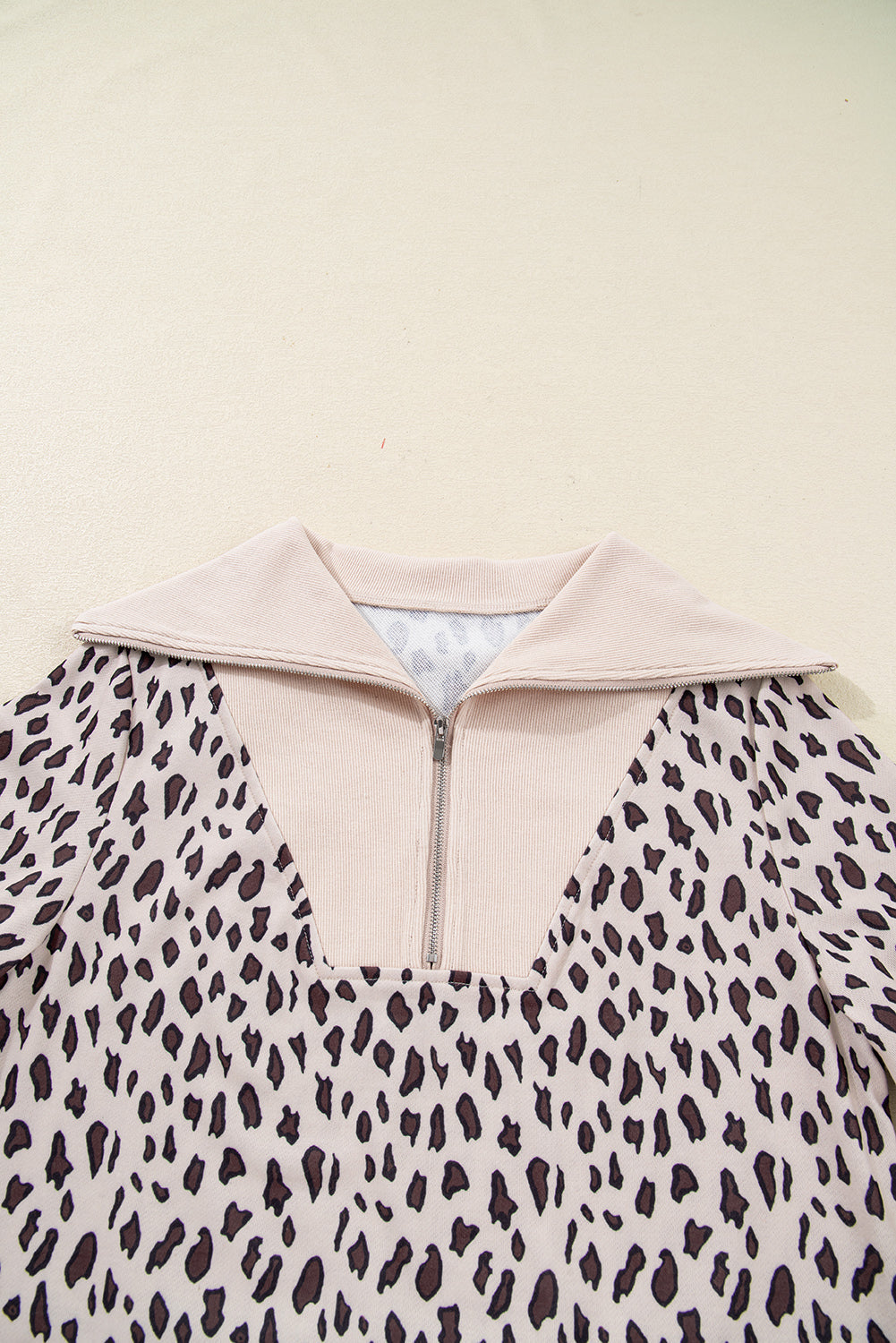 Leopard Patchwork Zip-Up Collar Mini Dress