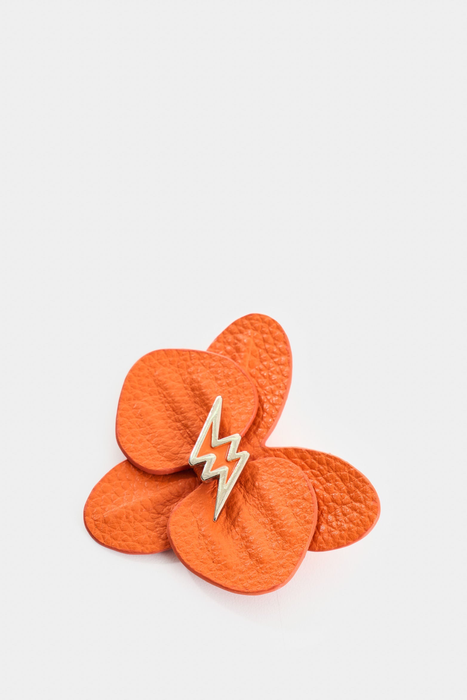 Handcrafted Leather Orchid Brooch in Orange