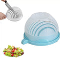 Modern Salad Cutter Bowl - 20cm Functional Kitchen Tool, Green/White