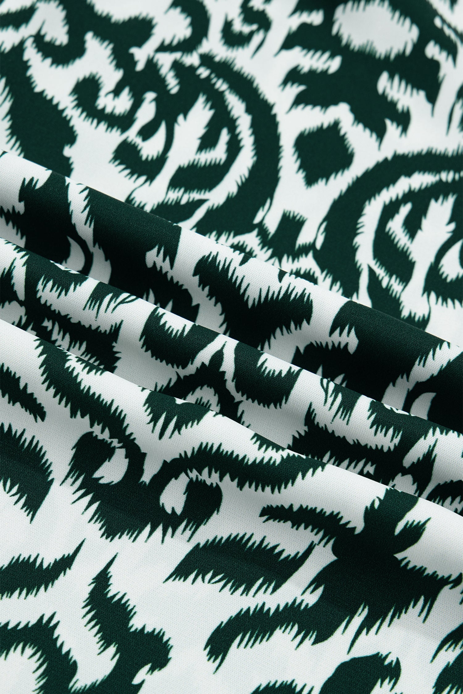 Damask Colorblock Ruffle Trim Short Sleeve Blouse in Green White