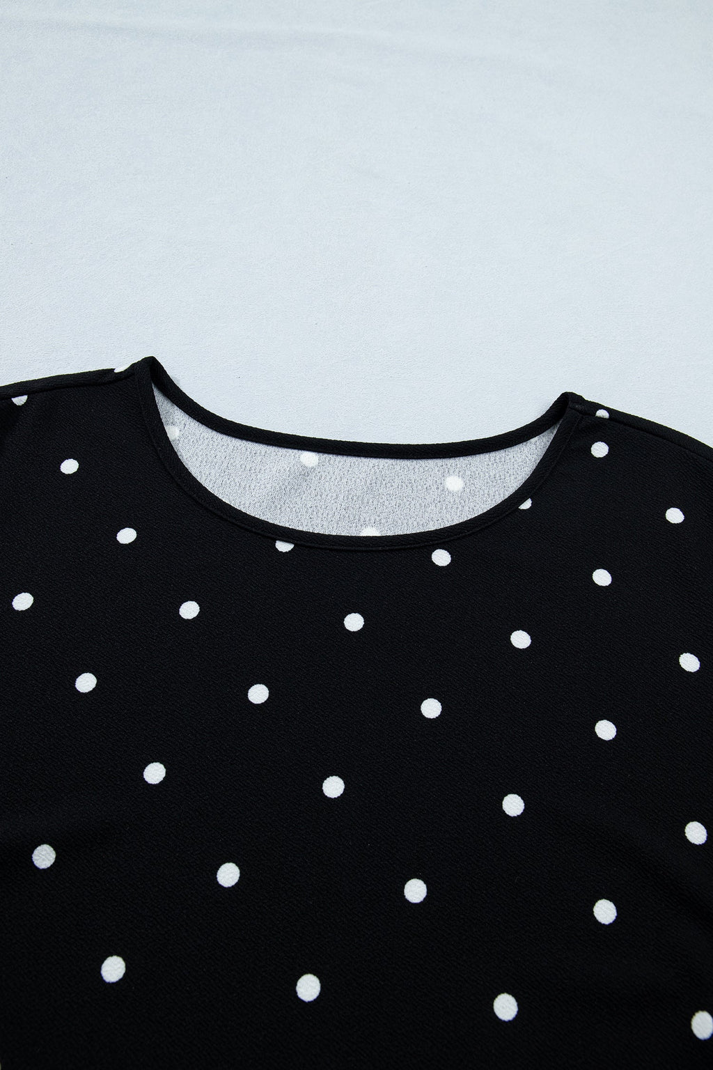 Black Polka Dot Short Sleeve T-Shirt with Scallop Hem Detail - Image 4