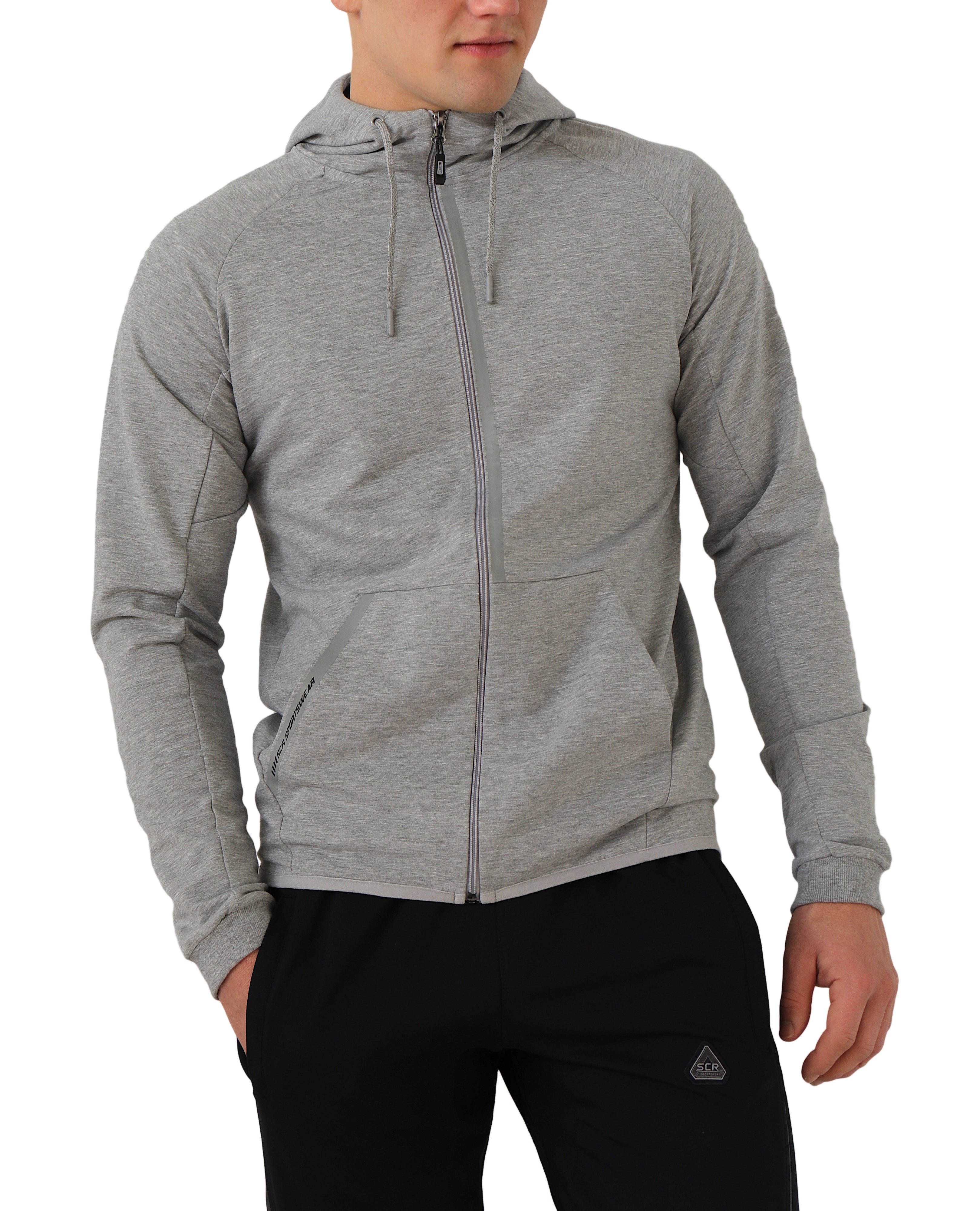 Mens Slim Fit Full-Zip Hooded Sweatshirt in Heather Grey - Image 22