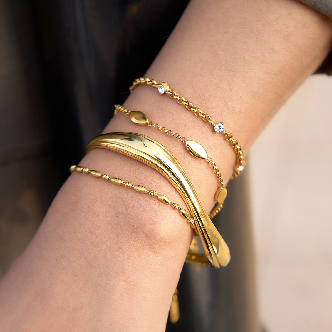 Gold Wave Open Cuff Bracelet