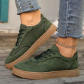 Women's Round Toe Lace-Up Casual Sneakers in Grey and Beige