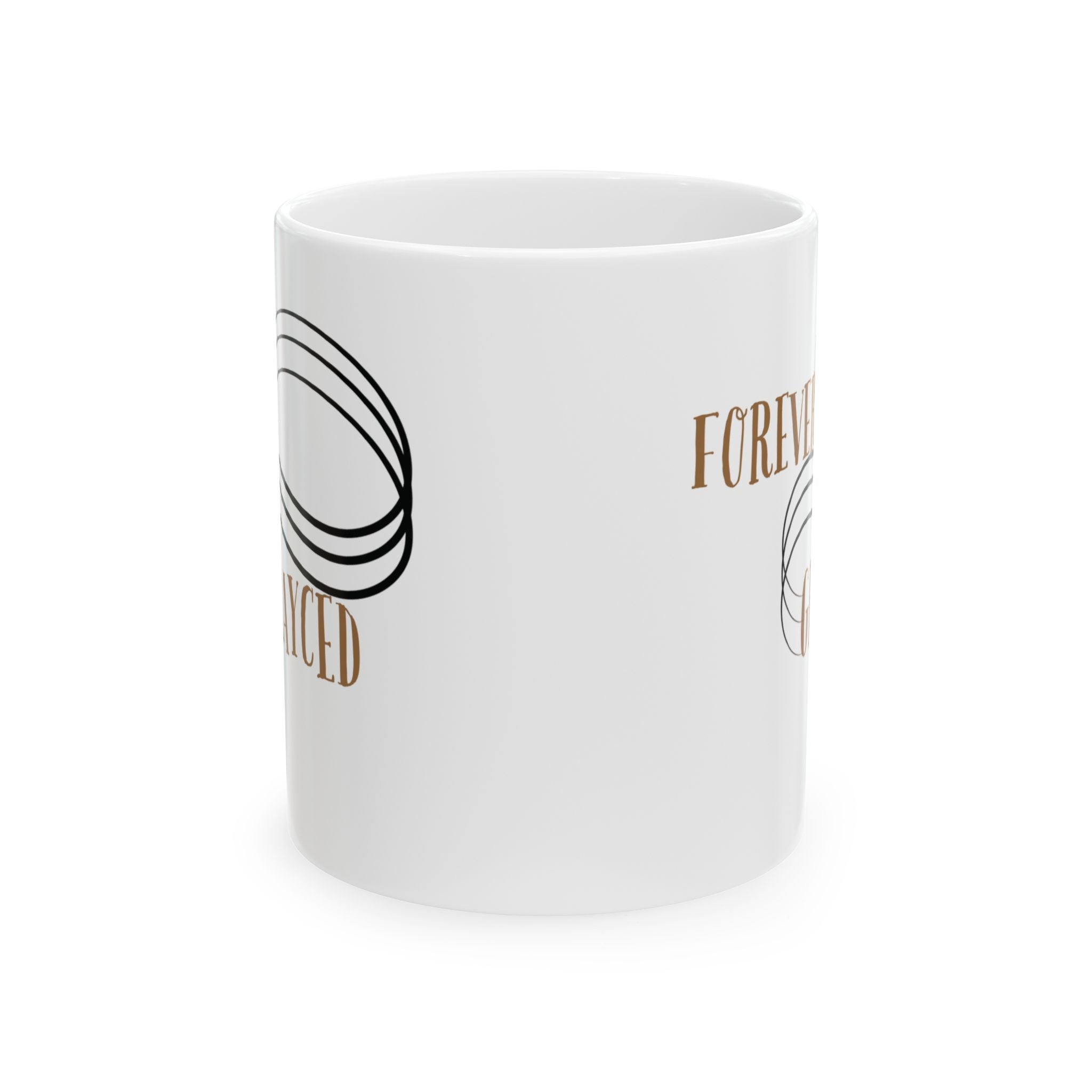 Modern Ceramic Coffee Mug in White, Black, and Gold, 11oz or 15oz