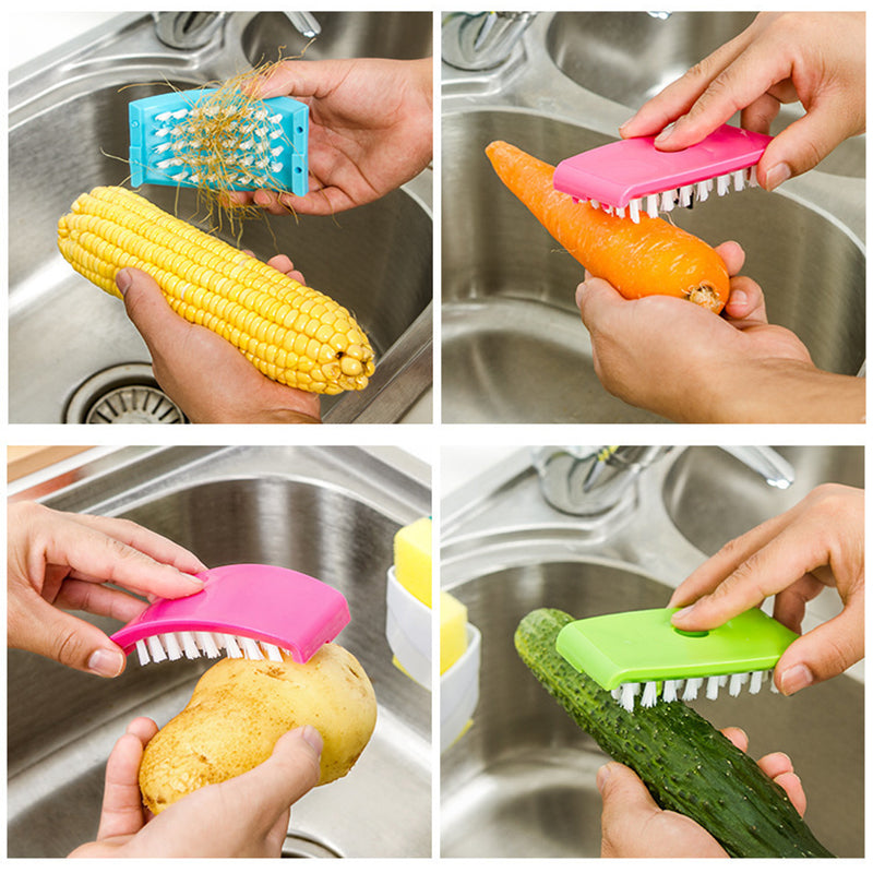 Multi-Purpose Kitchen Cleaning Brush with Suction Cup - 11x6x4cm