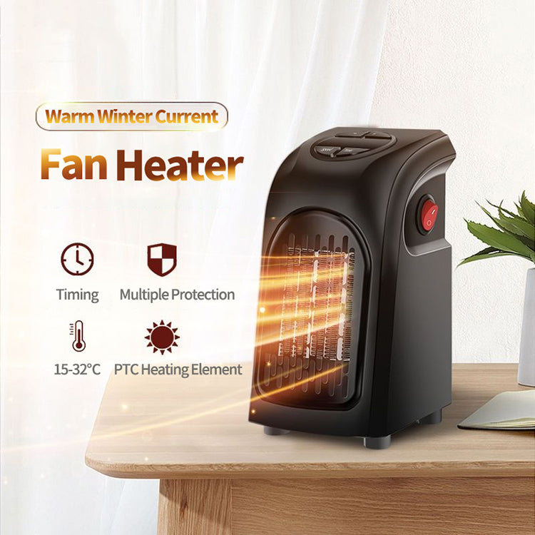 Compact portable electric wall heater with digital display and rotatable EU plug