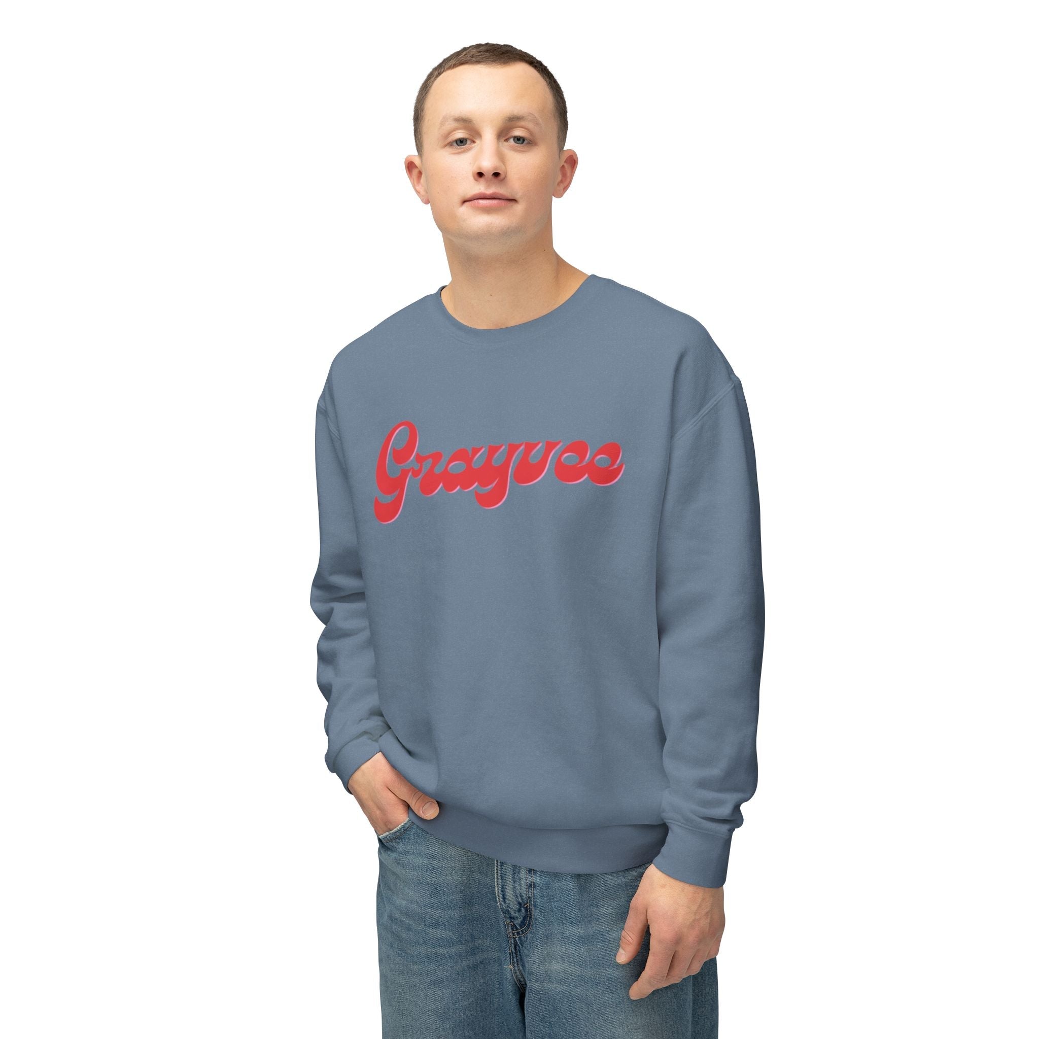 Unisex Lightweight Crewneck Sweatshirt in Charcoal and Cream