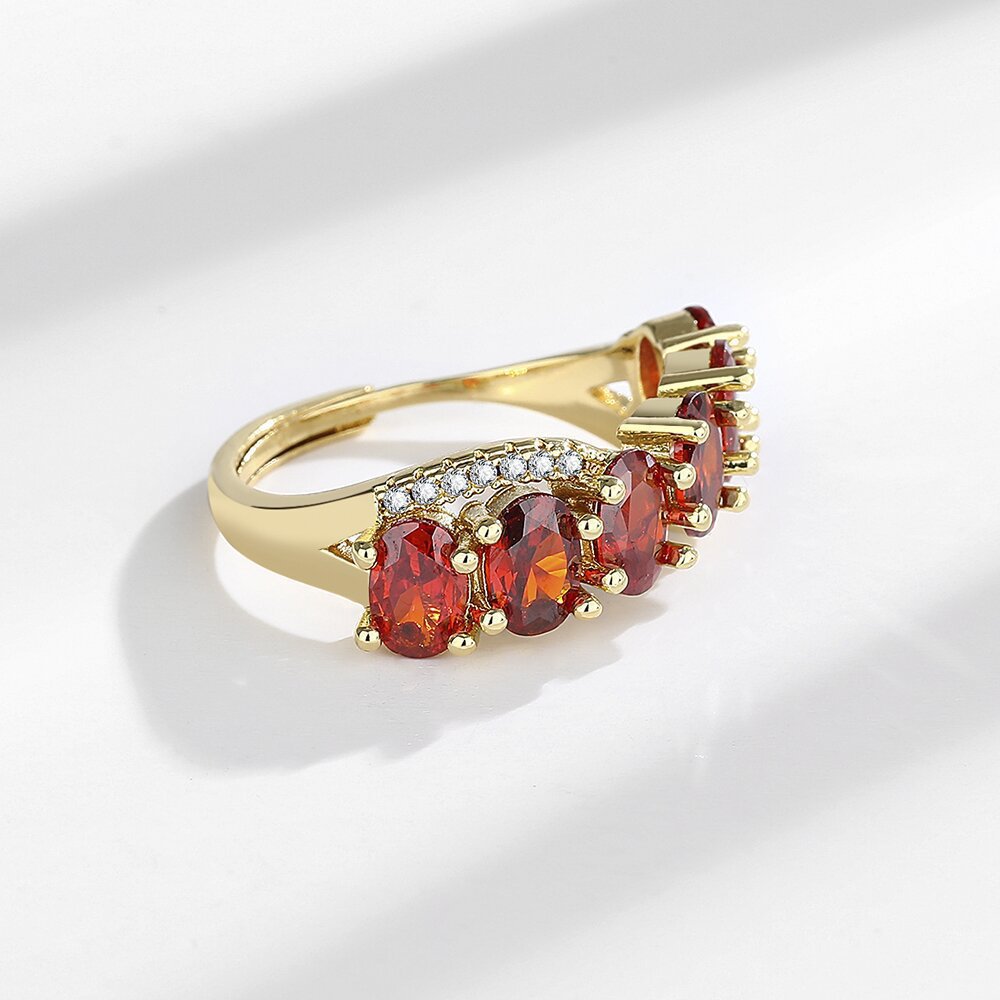 Geometric 18K Gold-Tone Adjustable Hoop Ring - Light Luxury Style