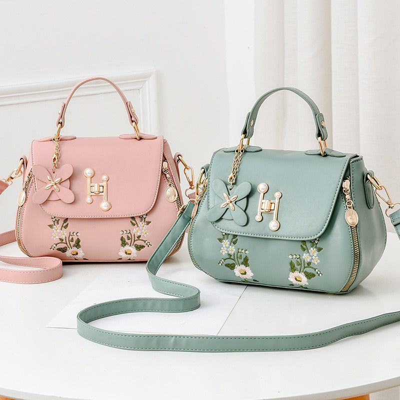 Harajuku Style Embroidered Bucket Handbag with Shoulder Strap - Image 10