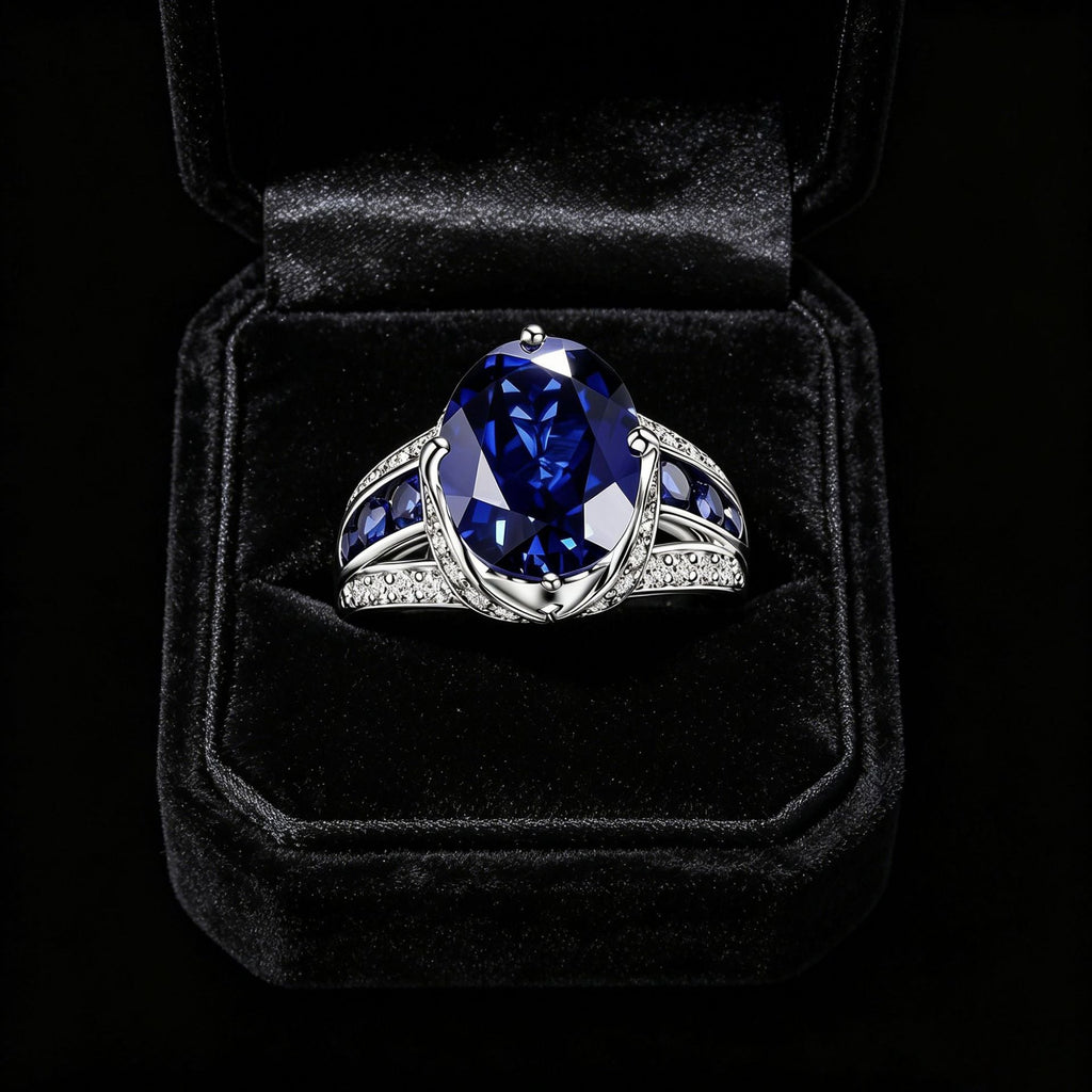 Yanbai Cross-Border Exquisite Deep Blue Fashion Ring Vintage Bohemian Style