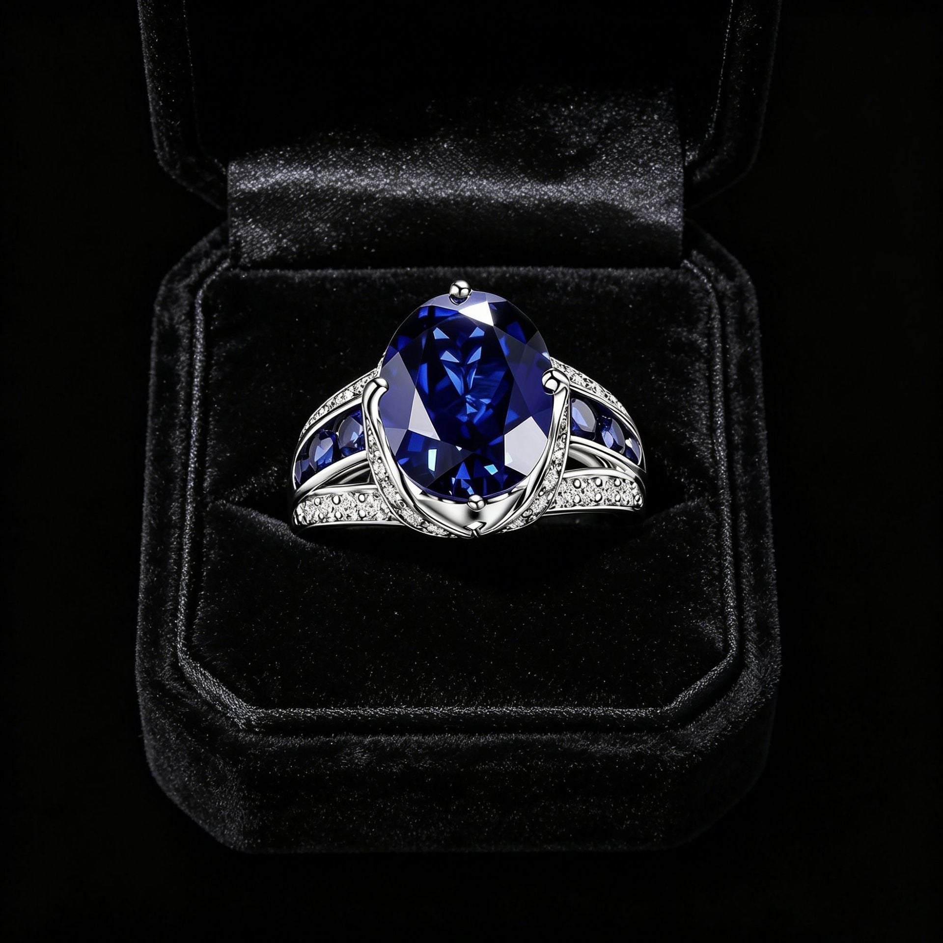 Yanbai Cross-Border Exquisite Deep Blue Fashion Ring Vintage Bohemian Style