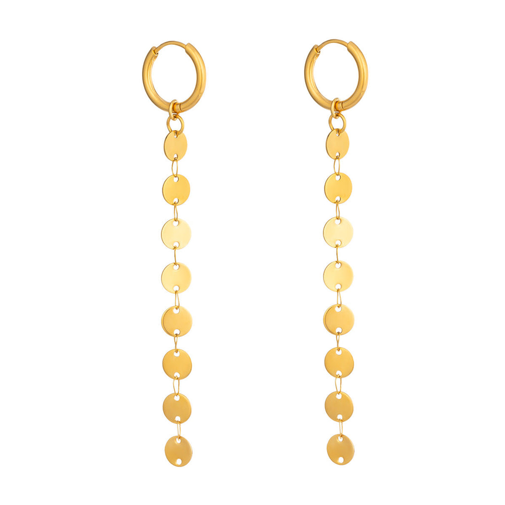 Small Disc Tassel Pendant Earrings For Women