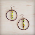 Western Copper Hoop Earrings w/ Lime Green Regalite 100a